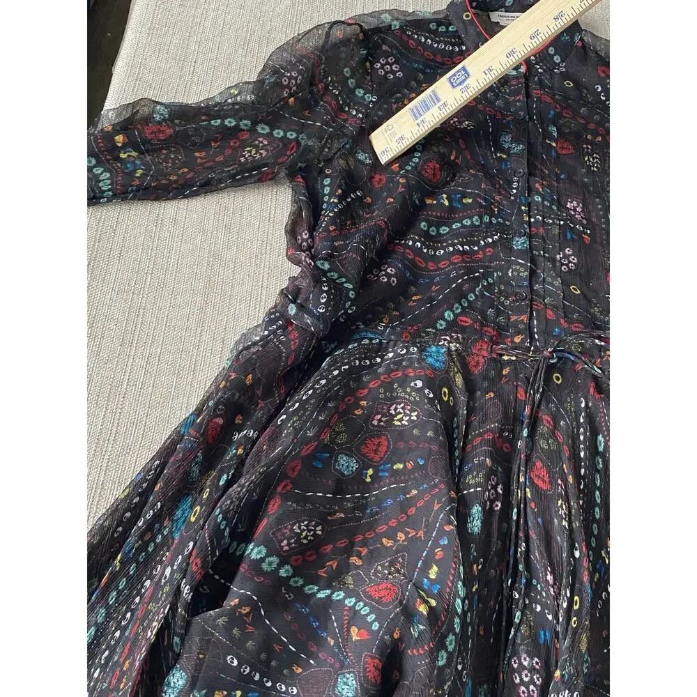 Zadig and Voltaire Deluxe Mid Length Silk Ranil Psyche Dress Size S - Picture 8 of 10